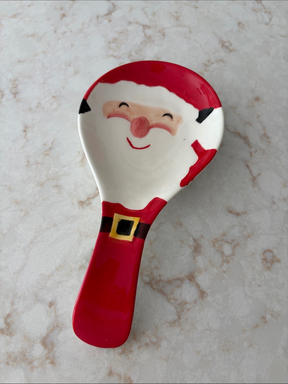 Festive Red Santa Ceramic Spoon Rest